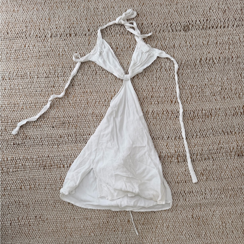 Elegant White Halter Mini Dress